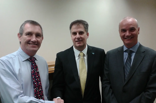 David Goodall with Russell Kew (Left) and John Burrows (right)