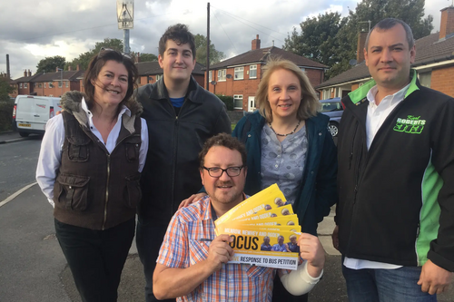 Jane Brophy campaigning with Councillor Andy Kelly and local Lib Dem members