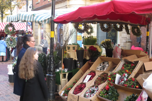 Christmas shoppers at Rugby Market Saturday 29 November 2014