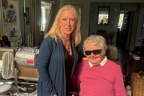 Roz Savage MP with disability campaigner, Rachel Hurst in Hullavington