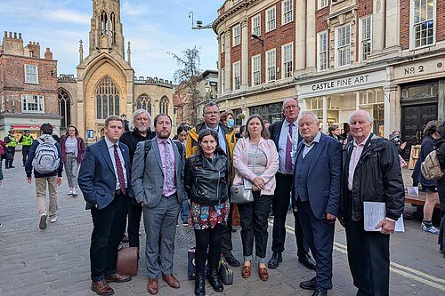 Lib Dem Cllrs at the anti-cuts rally before the meeting
