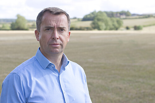 Calum Miller MP at the site for Botley West Solar Plant