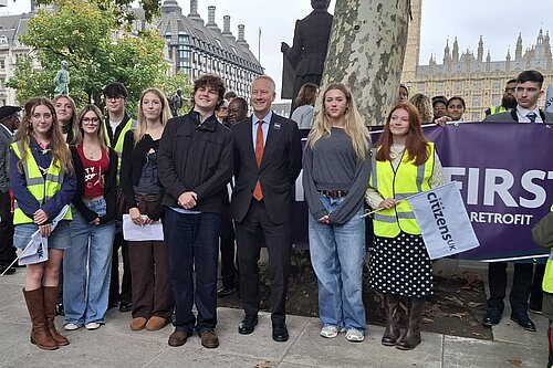 Gideon Amos joins schoolchildren in London calling for housing upgrades