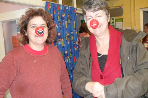 Photo attached of  Caroline Seddon (parent) and Governor Heather Kidd at the Stiperstones School Comic Relief Coffee morning Friday 15th March 2013