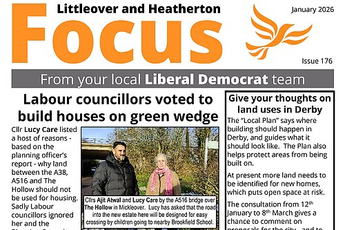 Front page of Littleover and Heatherton January 2026 Focus newsletter