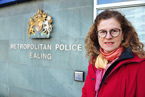 Cllr Connie Hersch at Acton Police Station