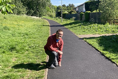 Cllr Ed Thornley at the new path