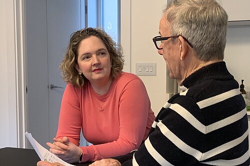 Anna listening to resident