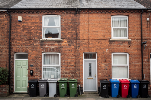 Generated Image of bins outside terraced houses