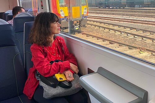 Manuela on train