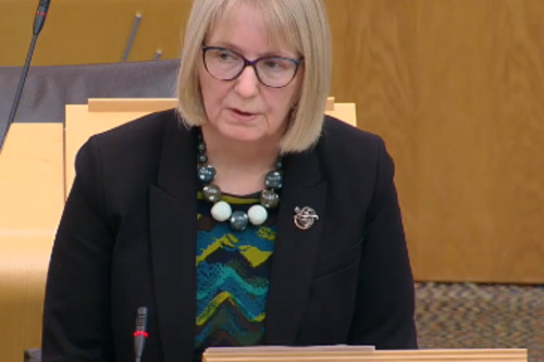 Beatrice Wishart asking a question in the Scottish Parliament