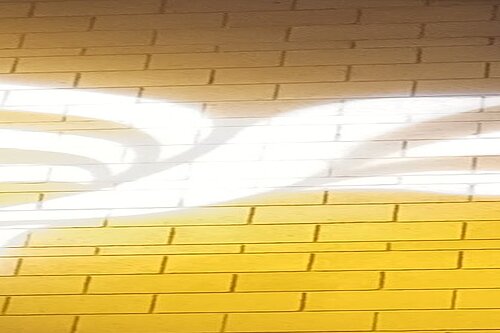 Lib Dem logo bird projected on blockwork