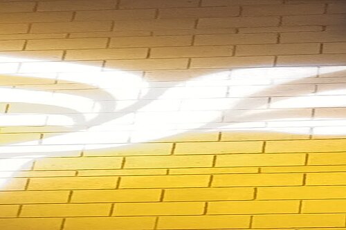 Lib Dem logo bird projected on blockwork