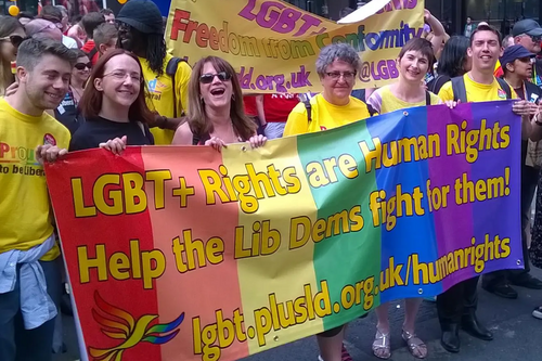 London Pride 2015 - Liz Barker, Lynne Featherstone, Caroline Pidgeon and Adrian Hyyrylainen-Trett