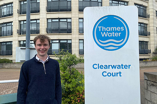 Henry Wright outside Thames Water HQ.