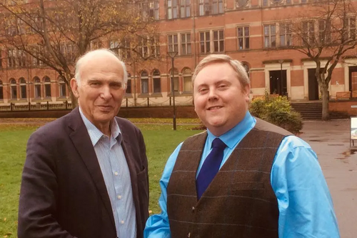 Gareth Hardy with Liberal Democrat Leader Vince Cable
