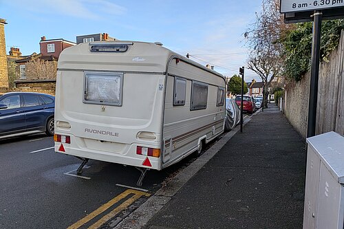 Illegally Parked Car and Caravan on Norlington Road