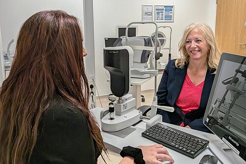 Liz with eye doctor 