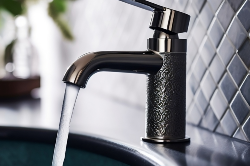 A tap dispensing water