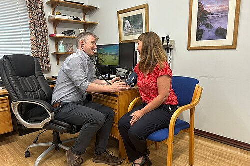 Vikki having her blood pressure taken by a Wimborne GP