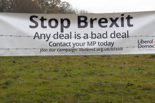 Liberal Democrat Stop Brexit roadside banner