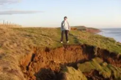 Jill Wareham at the cliff fall on the Military Road