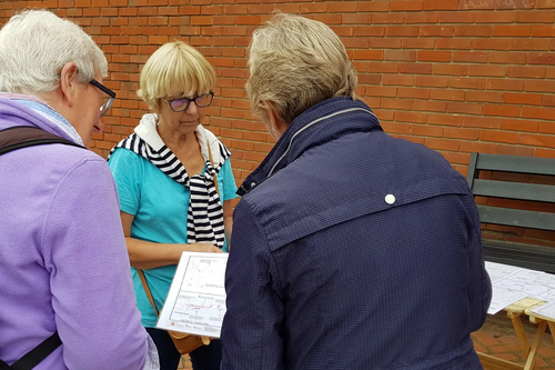 Cllrs Ackroyd and Lubbock speaking with a local resident at the Bank Holiday Monday street surgery
