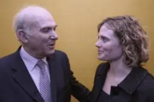 Finchley & Golders Green candidate Laura Edge discussing the manifesto with Vince Cable