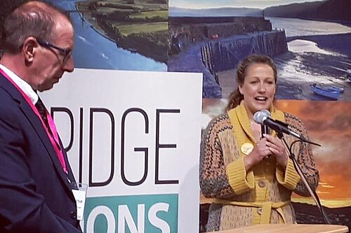 Cheryl Cottle-Hunkin making her acceptance speech