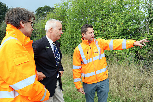 Wellington MP Gideon Amos meets with Network Rail officials to discuss plans for the town’s new station