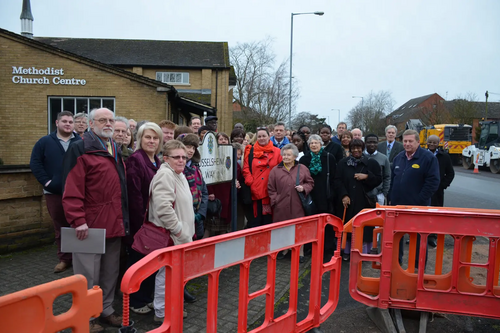 Members of the Methodist Congregation join local councillors on the gyratory - 22 Feb 2015