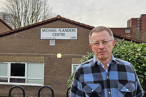 Cllr Andrew Steed outside the Michael Flanders Centre in Acton