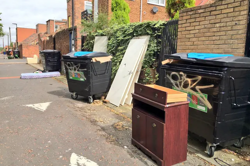 Back lane dumping by student landlords in Newcastle