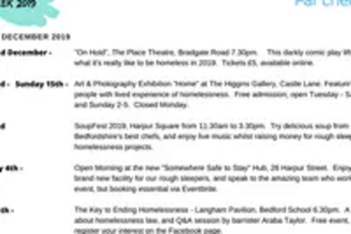 Homelessness Awareness Week events 2019
