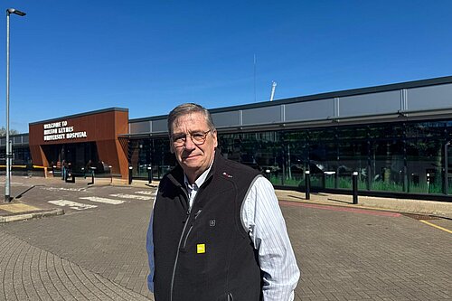Councillor Paul Trendall outside Milton Keynes University Hospital_