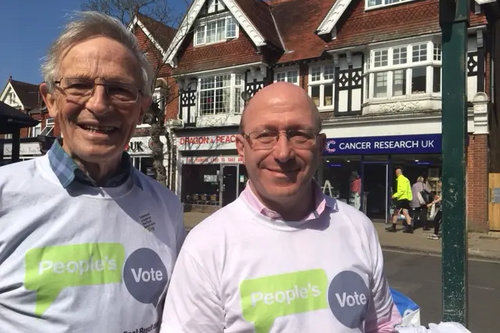 Robert Eggleston and Colin Wilsdon campaigning for a People's Vote