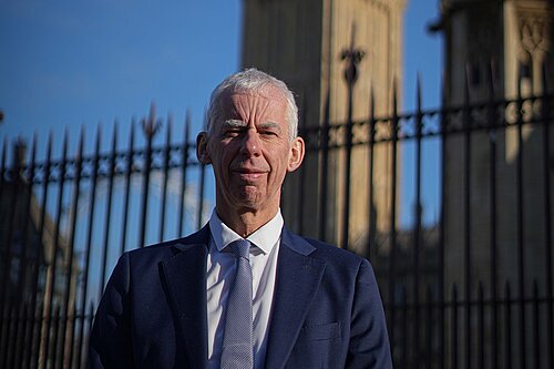 John in front of Parliament 