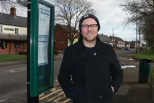 Tim Douglas at Hillmorton Bus Stop