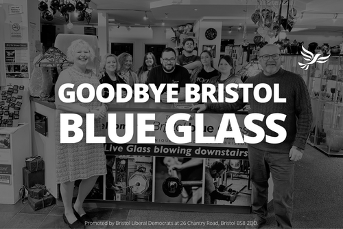 Graphic saying 'Goodbye Bristol Blue Glass'