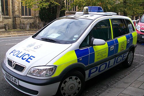 Police car sitting in St Pauls Square Bedford