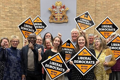 Lib Dem group, showing two new women councillors