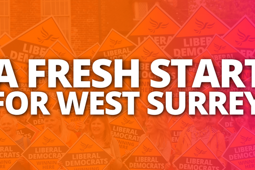A fresh start for West Surrey on an orange and pink background