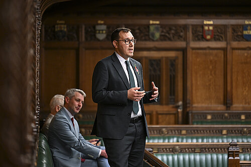 Tom Gordon speaking in the House of Commons Chamber