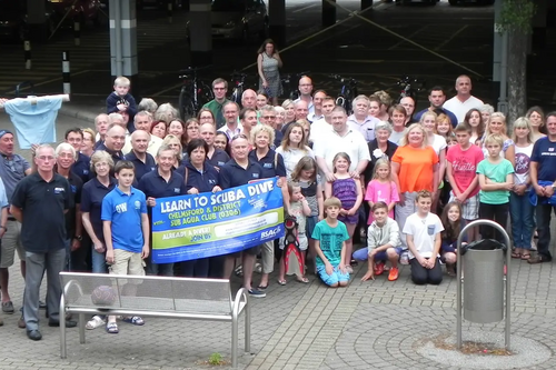 Crowd outside Riverside Leisure centre