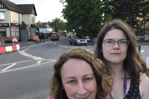 Amy Tisi and Karen Davies at the Hatch Lane junction