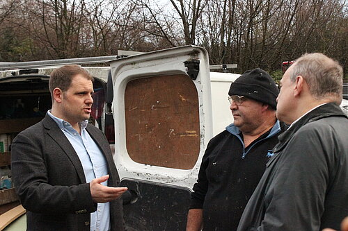 Luke, Sir Ed and tradesperson