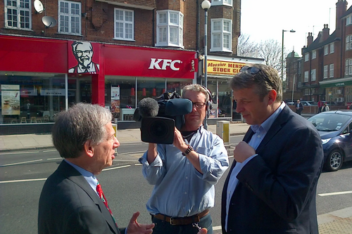 Cllr Jack Cohen being interviewed by the BBC