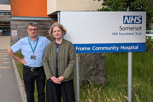 Anna sabine MP and Cllr Adam Boyden at frome Hospital
