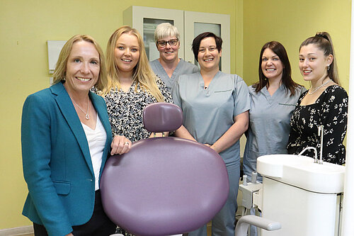 Helen with dental staff at a North Shropshire dentists