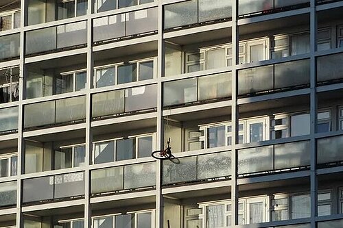 Picture of an apartment block's windows 